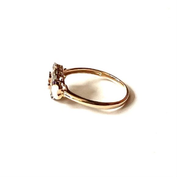 14k Two Tone solid Gold Girl Heart Sweet 15 Years Birthday Stone Ring Band | - Picture 3 of 9